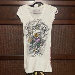 Bejeweled by Susan Fixel‎ Y2K Rhinestone Jeweled Long Tshirt  Size XS